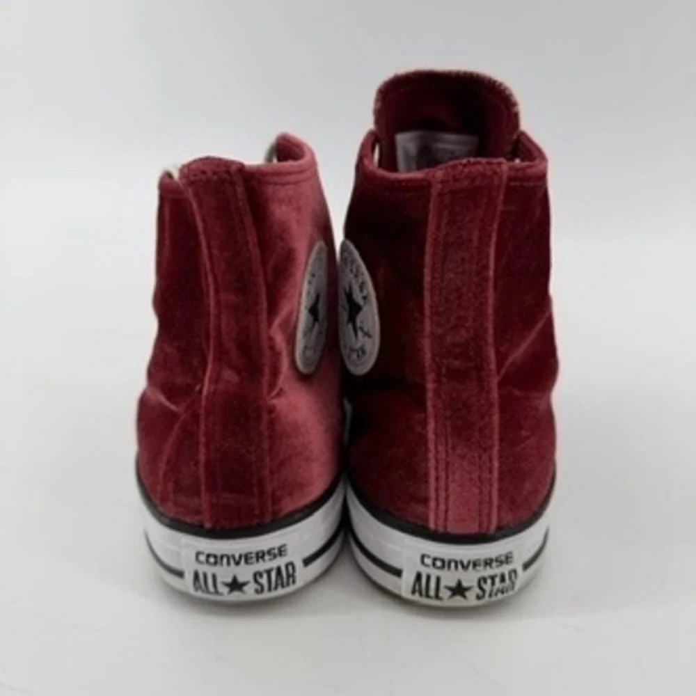 Converse Chuck Taylor All Star Burgundy Velvet High Top Sneakers Womens 10 - Picture 4 of 9